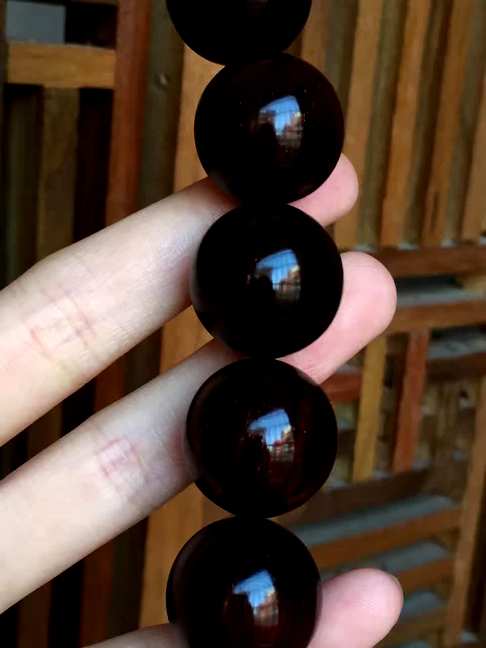 美珠…小叶紫檀18mm手持珠21颗包浆老料带金星高油高密玻璃底感十
