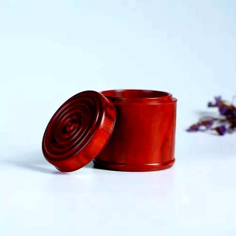 小叶紫檀【茶叶罐】高密鸡血红老料一根料挖实用美器