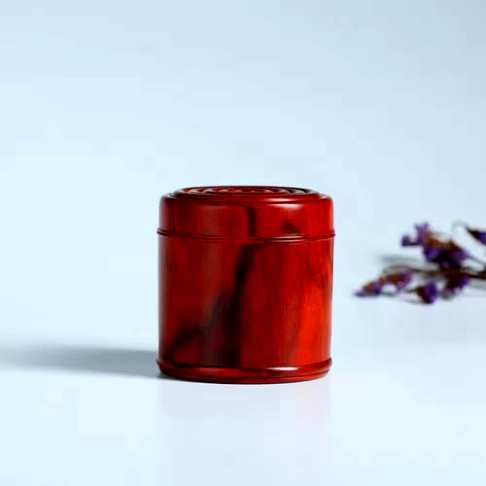 小叶紫檀【茶叶罐】高密鸡血红老料一根料挖实用美器