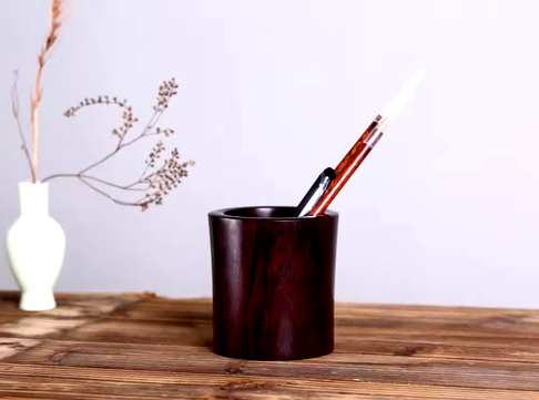 文房用品·笔筒,小叶紫檀素面笔筒摆件高密略包浆老料