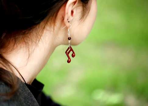 女士都爱音符～印度小叶紫檀耳环项坠