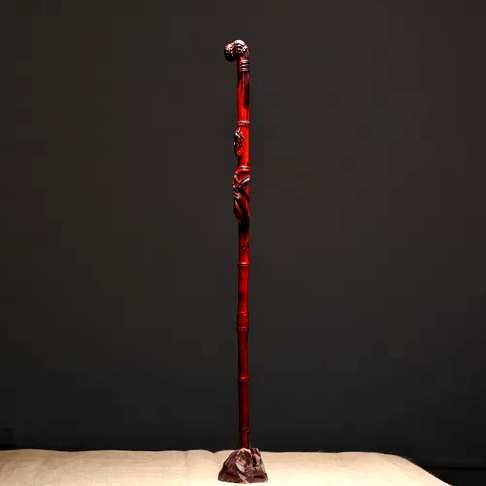 【知足常乐】手杖/权杖印度小叶紫檀拆房老料整木雕刻无拼补雕刻