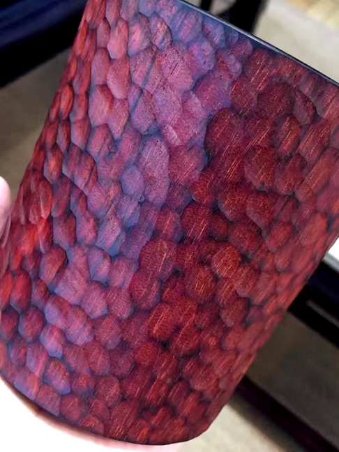 印度小叶紫檀创意笔筒快刀工艺带漂亮鱼鳞纹野生林老料一根料挖全
