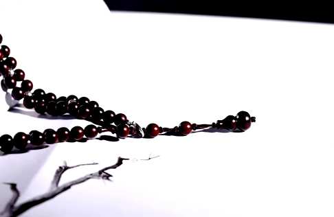 印度小叶紫檀锁骨链6mm+纯银编织项链