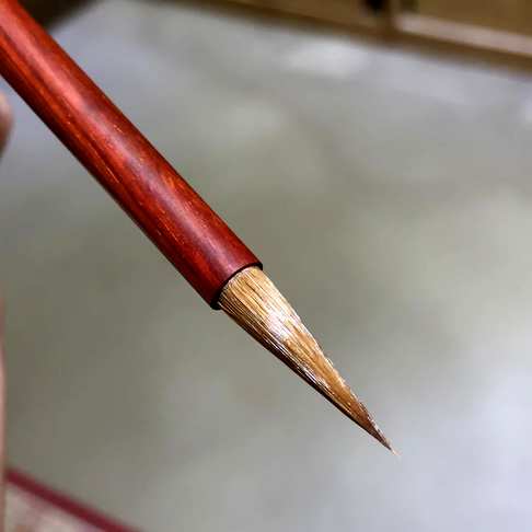 印度小叶紫檀狼毫毛笔文房用品细腻老料精致小巧细跟长220mm直径6