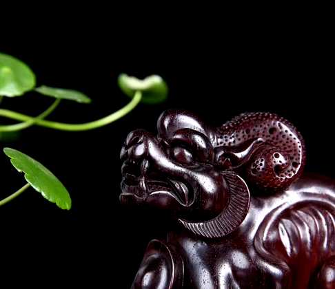 印度小叶紫檀【貔貅】野生林略包浆老料手工雕刻
