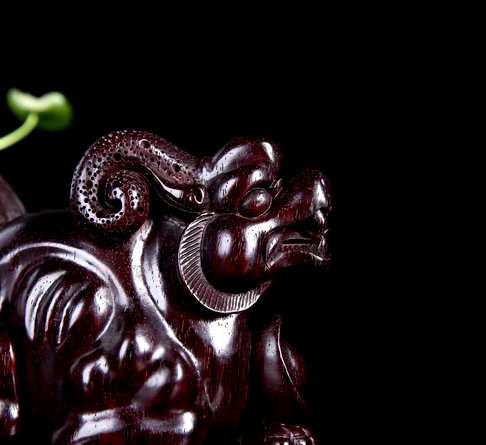 印度小叶紫檀【貔貅】野生林略包浆老料手工雕刻