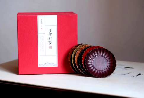 ｛小雏菊｝红木多宝杯垫,在阳光下灿烂在风雨中坚强直径7.2cm厚0.