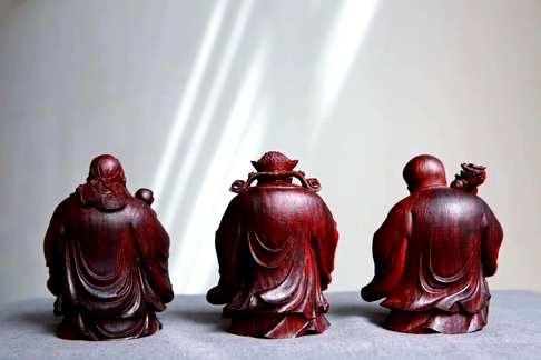 小叶紫檀·福禄寿,中国民间信仰的三位神仙象征幸福吉利长寿|