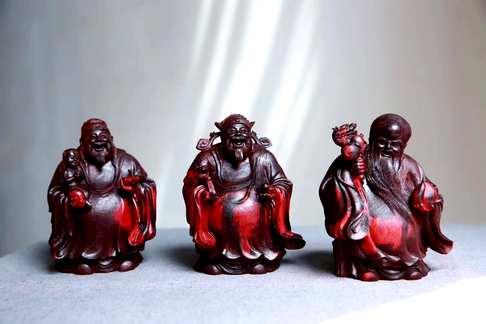 小叶紫檀·福禄寿,中国民间信仰的三位神仙象征幸福吉利长寿|