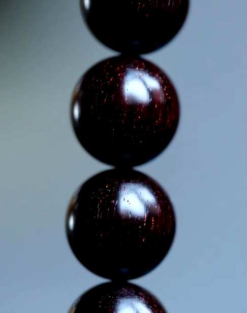 【2478】印度小叶紫檀佛珠18mm持珠野生林多金星老料