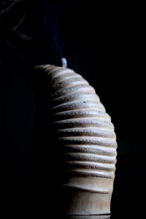 竹器｜禅定达摩,,随型竹节精工,倒流香摆件直径12.7cm高24.5cm,重