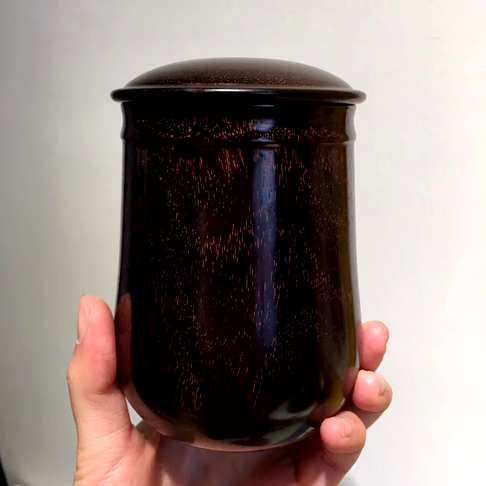 禅茶器物｜茶叶罐,小叶紫檀老料整木挖制完美品相高111mm口径70mm