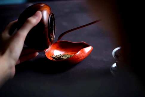 小叶紫檀·洱茶则长11.4*宽6.5*高4cm茶勺长18cm总重