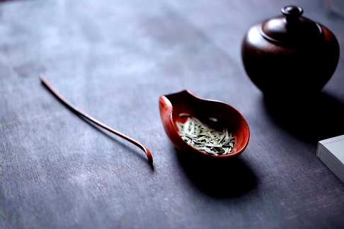 小叶紫檀·洱茶则长11.4*宽6.5*高4cm茶勺长18cm总重