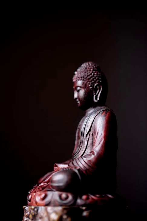 修行时知为诸法,信仰净性皆禅坐,释迦摩尼佛像小叶紫檀直径11cm高