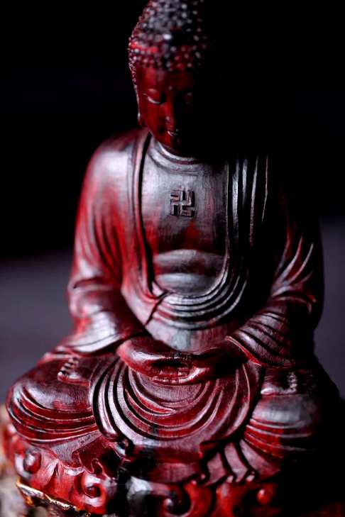修行时知为诸法,信仰净性皆禅坐,释迦摩尼佛像小叶紫檀直径11cm高