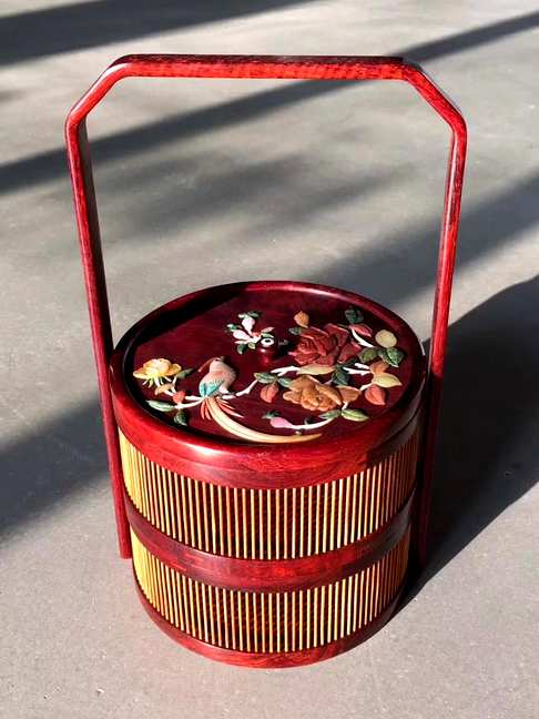 竹影系列『富贵长寿』圆提篮,多种传统工艺匠心打造,取丝竹之雅韵