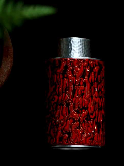红金大漆锡胆【茶叶罐,以紫光檀材质为胎底,以锡为胆,嵌螺钿髹漆