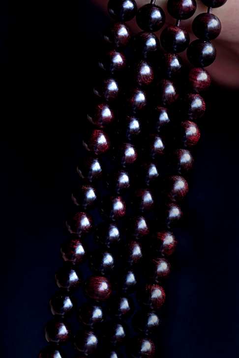 【5600】沉水级紫油梨海黄老料108颗7mm念珠纹理清晰降香浓郁重