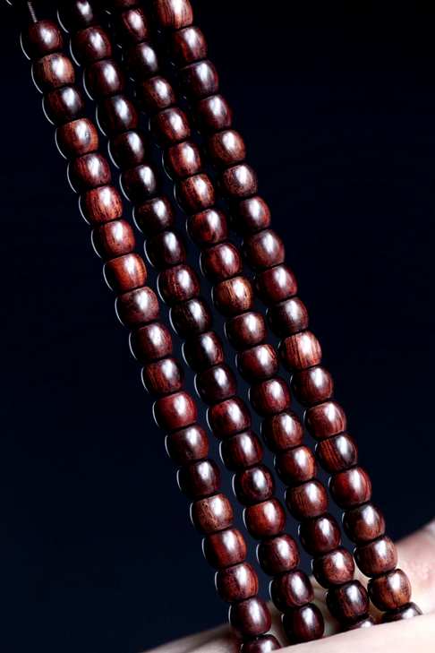 【5616】沉水级紫油梨海黄6-7mm桶珠108颗墨线清晰降香浓郁