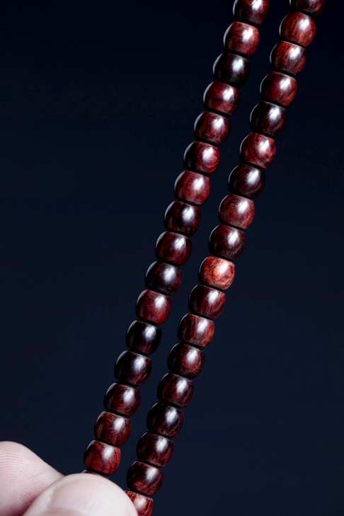 【5616】沉水级紫油梨海黄6-7mm桶珠108颗墨线清晰降香浓郁