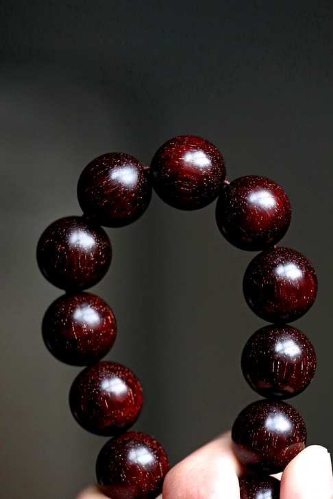 【3248】爆满金星高密老料18mm佛珠小叶紫檀巧克力甜香重