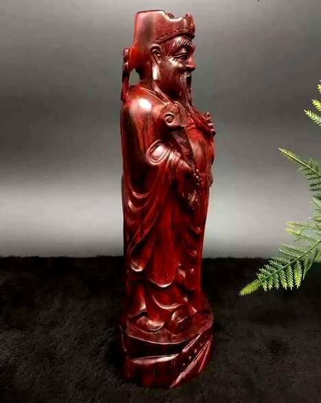 小叶紫檀--财神 选取鸡血红材质 油性一级棒 纯手工雕刻