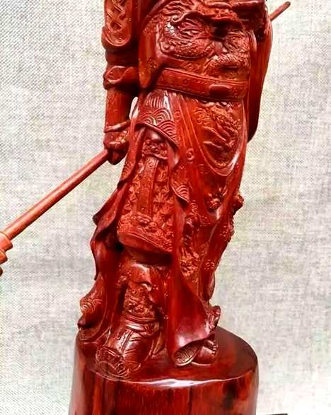 印度小叶紫檀关公财神爷整料取材雕刻油性杠杠的纯手工精修