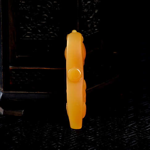 橙黄黄龙玉貔貅手把件--黄龙玉-A14G617H22019