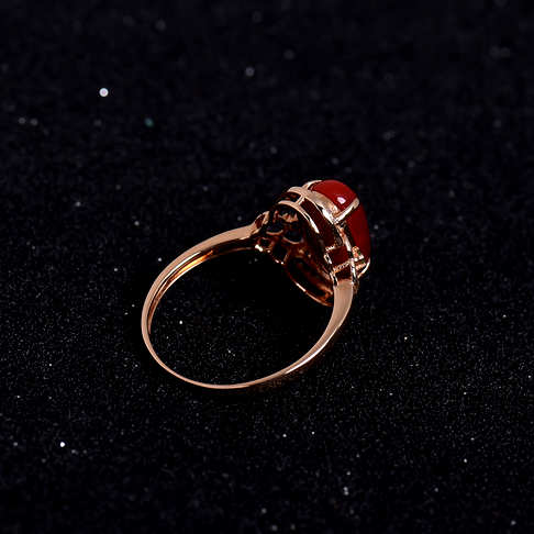 金镶钻阿卡红珊瑚戒指--红珊瑚-阿卡-A100516H18049
