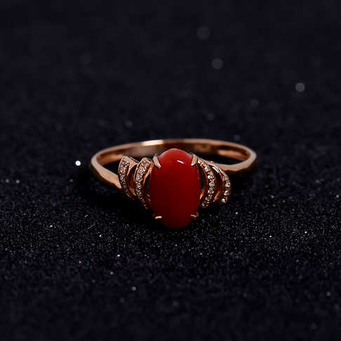 金镶钻阿卡红珊瑚戒指--红珊瑚-阿卡-A100516H18073