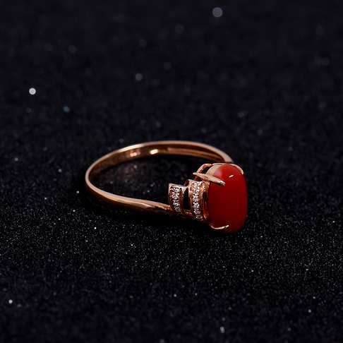金镶钻阿卡红珊瑚戒指--红珊瑚-阿卡-A100516H18073