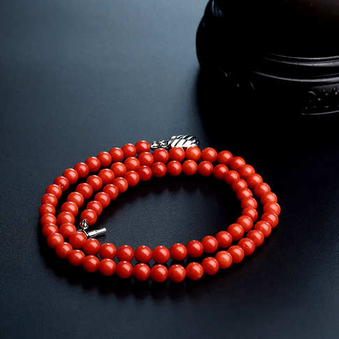5.5mm沙丁红珊瑚项链--红珊瑚-沙丁-B101516J27009