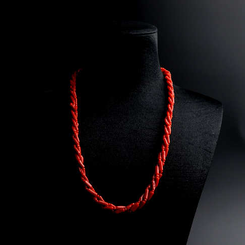 沙丁红珊瑚三股圆珠项链--红珊瑚-沙丁-B101516K09003