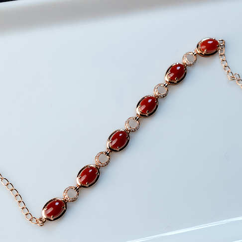 金镶钻阿卡红珊瑚手链--红珊瑚-阿卡-B101516L18011