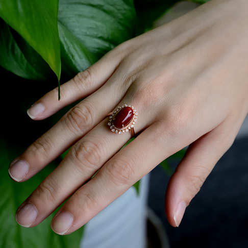 阿卡牛血红珊瑚戒指--红珊瑚-阿卡-B101519H21003