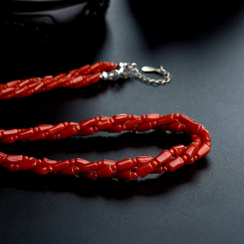 沙丁红珊瑚三股链套装--红珊瑚-沙丁-B106816K18019