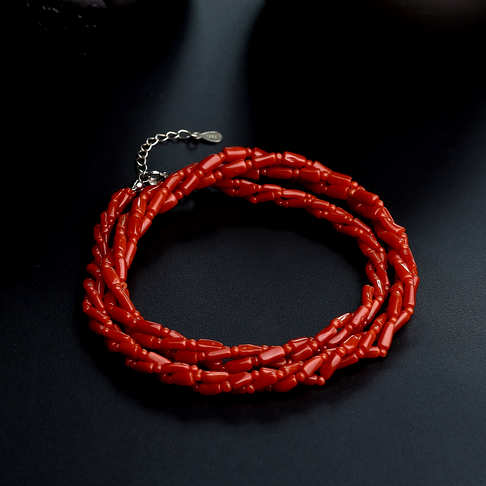 沙丁红珊瑚三股链套装--红珊瑚-沙丁-B106816K18019