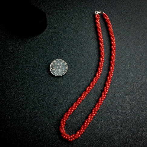 3mm沙丁橘红珊瑚三股项链--红珊瑚-沙丁-B10B517A07006