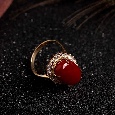 阿卡牛血红珊瑚戒指--红珊瑚-阿卡-F10DX22A25015