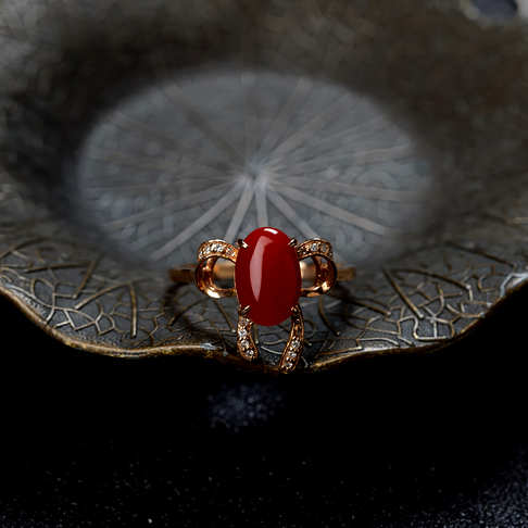 阿卡牛血红珊瑚戒指--红珊瑚-阿卡-F10H219E09002