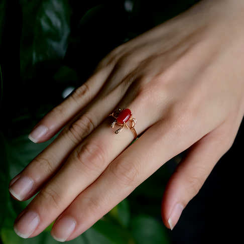阿卡牛血红珊瑚戒指--红珊瑚-阿卡-F10H219E09002