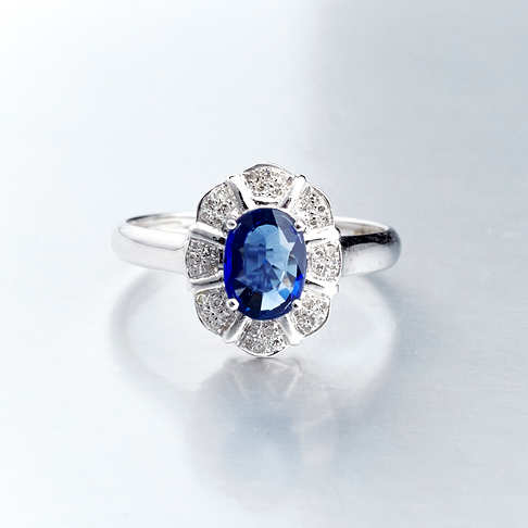 金镶钻蓝宝石戒指--蓝宝石-B250416G21002