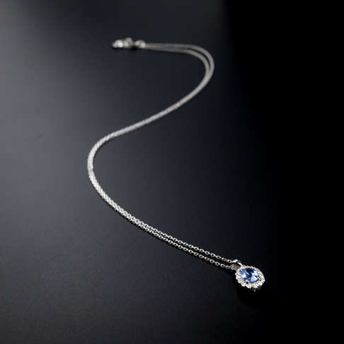 金镶钻蓝宝石项链--蓝宝石-B250516G30006