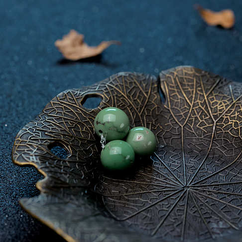 高瓷铁线蓝绿绿松石圆珠套装（三件）--绿松石-B224517J18010