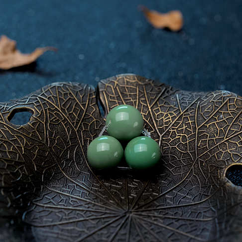 高瓷铁线蓝绿绿松石圆珠套装（三件）--绿松石-B224517J18010