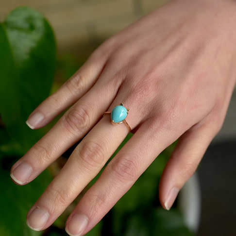 高瓷蓝绿绿松石胡萝卜戒指--绿松石-B224520C31008