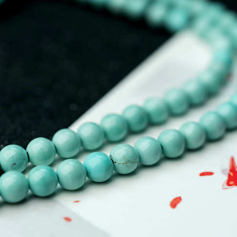 5.2mm中瓷铁线浅蓝绿绿松石珠链--绿松石-B22K917K27003