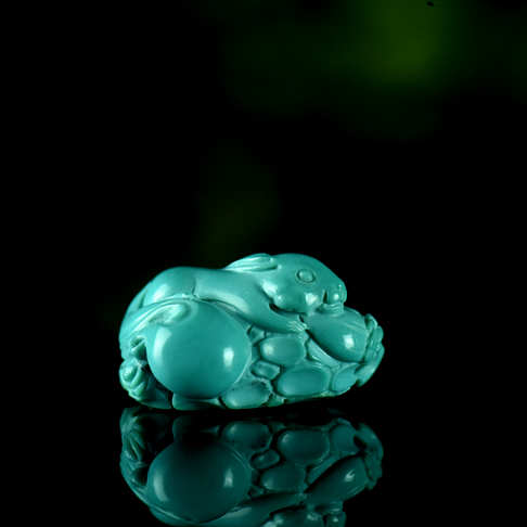 高瓷蓝绿松石松鼠吊坠--绿松石-D22ER19K02007